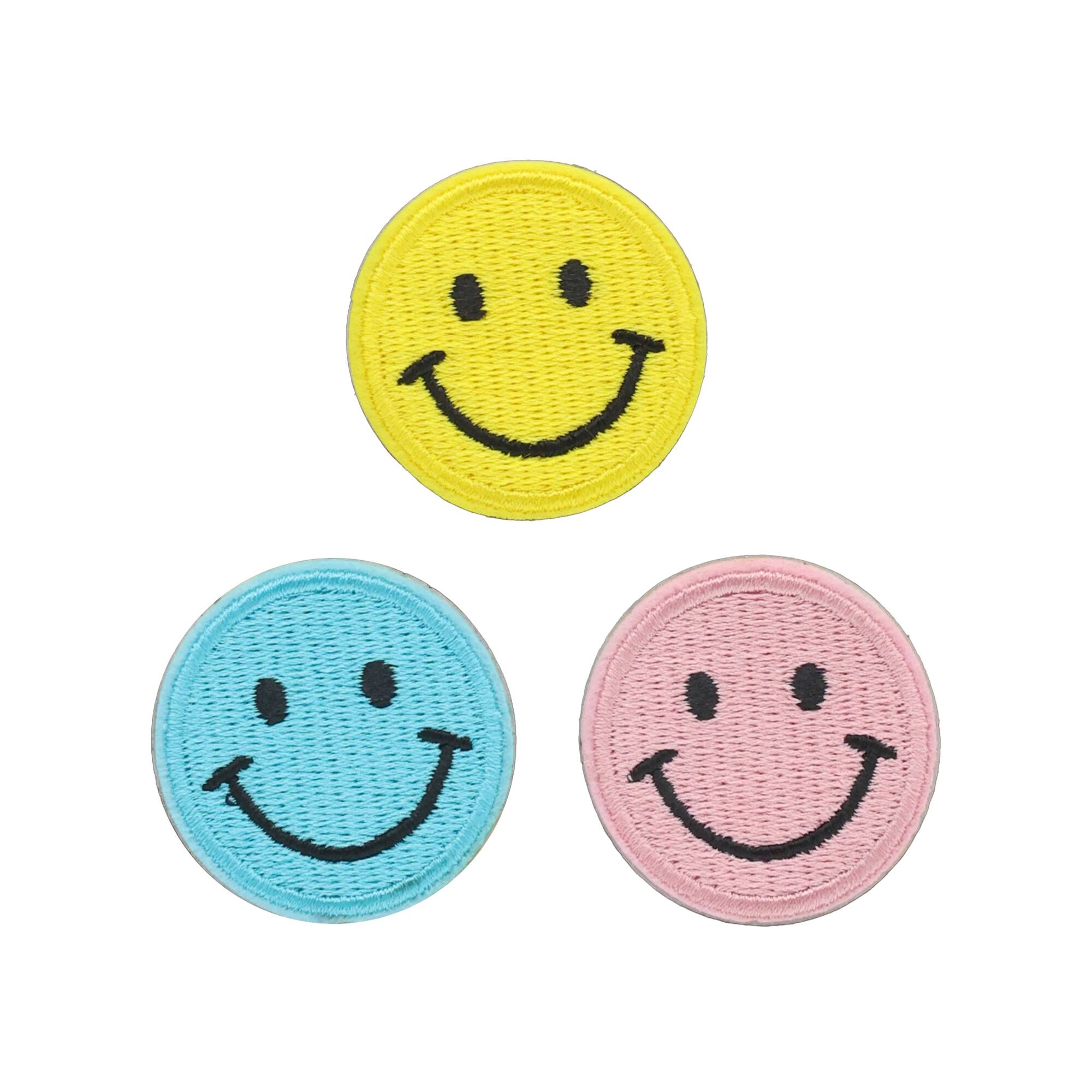 12 Packs: 3 ct. (36 total) Smiley Face Iron-On Patches by Make Market®